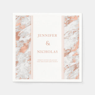 Serviette En Papier Mariage Élégant Rose Gold Marbre