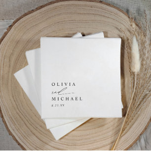 Serviette En Papier Mariage Élégant Simple Moderne Noir et Blanc