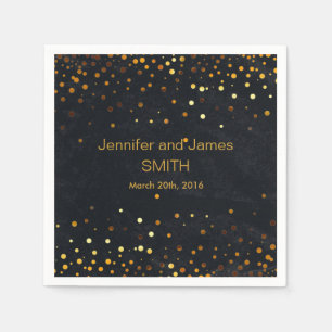 Serviette En Papier Mariage élégant Table mini confetti or noir