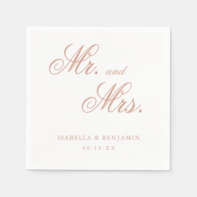 Serviette En Papier Mariage élégant traditionnel Rose rose (Devant)