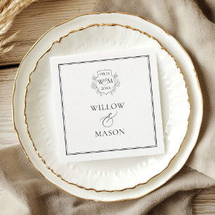 Serviette En Papier Mariage Élégant Vintage Monogramme