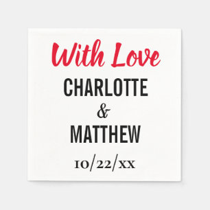 Serviette En Papier Mariage Élégante Typographie Moderne Avec Amour