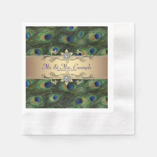 Serviette En Papier Mariage Emerald Green Gold Peacock