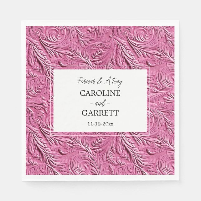 Serviette En Papier Mariage en cuir rose chic (Devant)