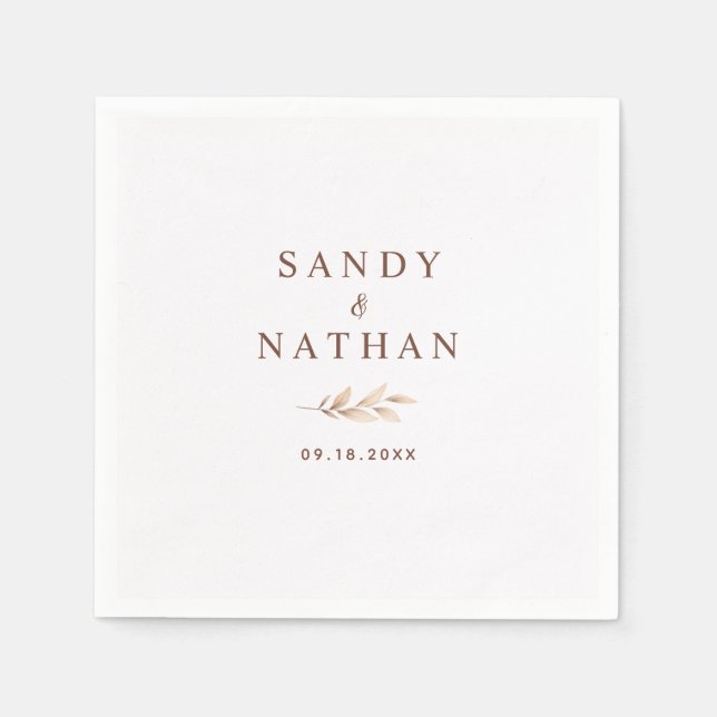 Serviette En Papier Mariage en feuille de Boho beige Napkin (Devant)