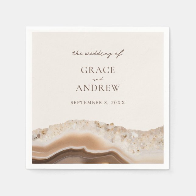 Serviette En Papier Mariage en marbre d'Agate de pierre (Devant)