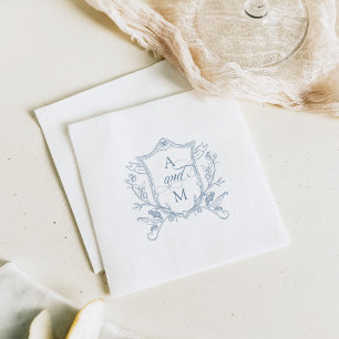 Serviette En Papier Mariage en Merci de crête Vintage bleu foncé