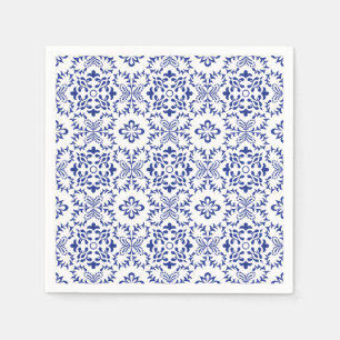 Serviette En Papier Mariage en mosaïque bleue citron méditerranéen