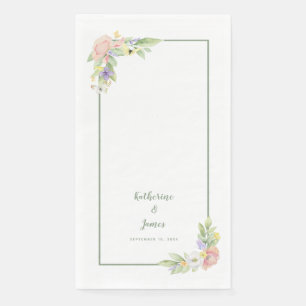 Serviette En Papier Mariage et Fiançailles Aquarelle Papillons floraux