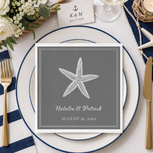 Serviette En Papier Mariage Étoile de Mer Grise