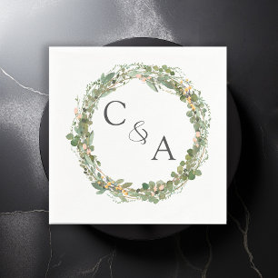 Serviette En Papier Mariage eucalyptus moderne et élégant