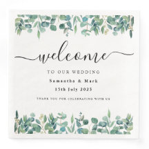 Mariage Eucalyptus moderne simple Napkin