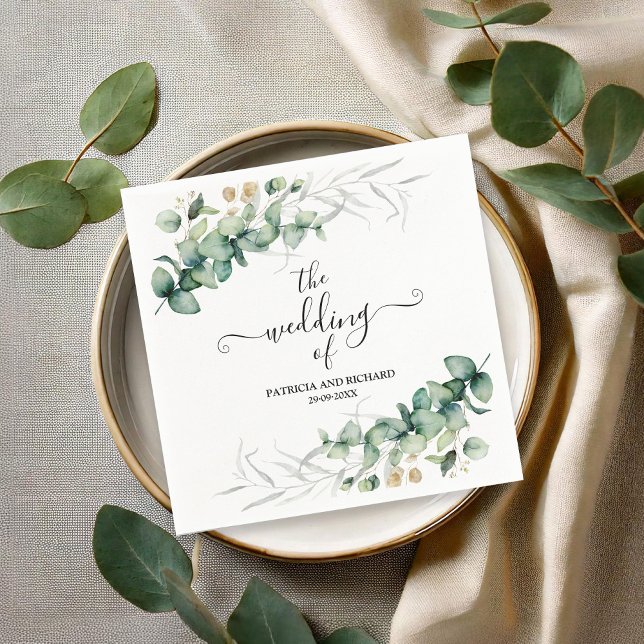 Serviette En Papier Mariage Eucalyptus vert (Créateur téléchargé)