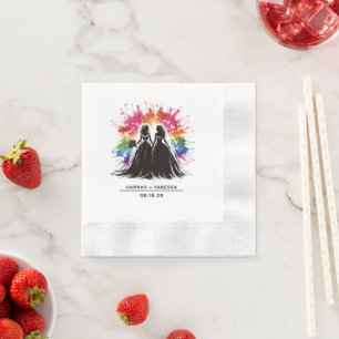 Serviette En Papier Mariage Explosion Arc-en-Ciel de la Mariée