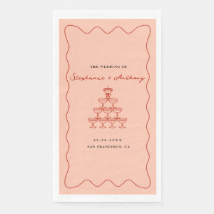 Serviette En Papier Mariage fantaisiste au champagne corail et rouge c
