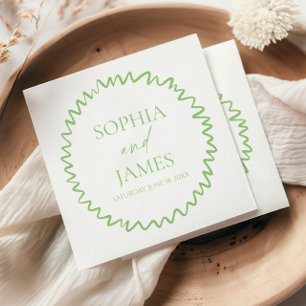 Serviette En Papier Mariage Fantaisiste Citron Vert Bordure Ondulée