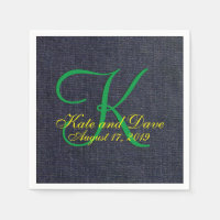 Mariage Faux Blue Jean Denim Tissu Monogramme