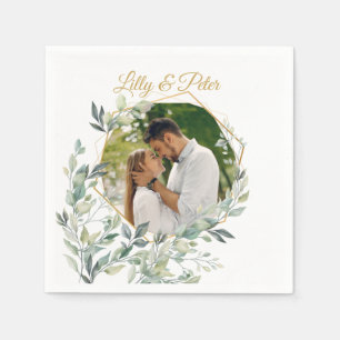 Serviette En Papier Mariage, Fête des mariées Photo personnalisée Napk