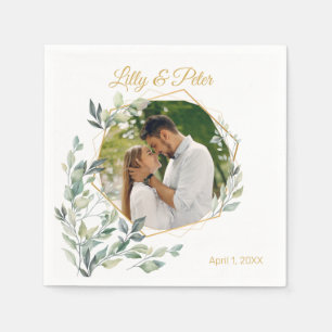 Serviette En Papier Mariage, Fête des mariées Photo personnalisée Napk
