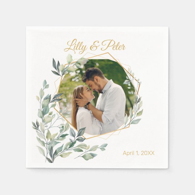 Serviette En Papier Mariage, Fête des mariées Photo personnalisée Napk (Devant)