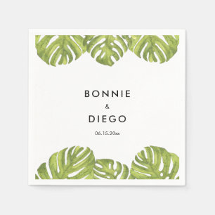 Serviette En Papier Mariage feuille de palmier vert tropical