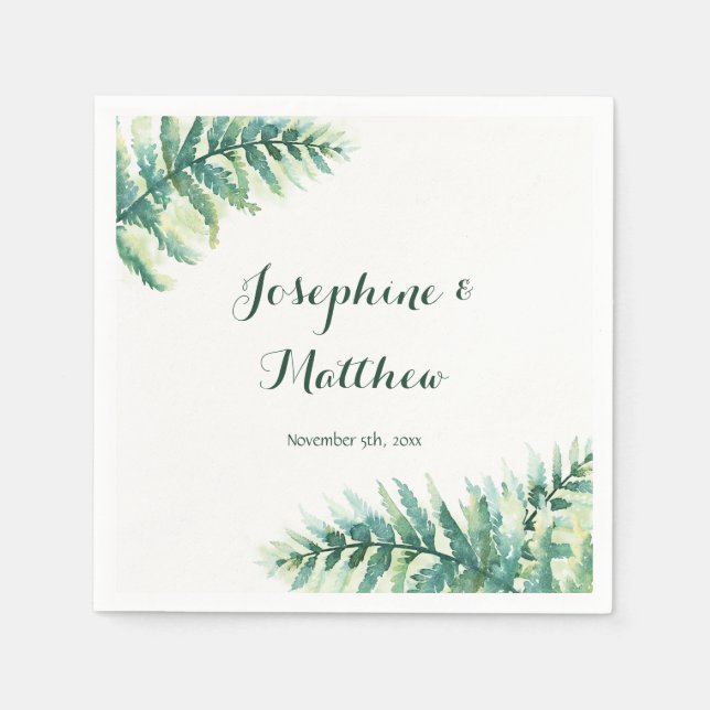 Serviette En Papier Mariage Feuille du feuillage vert ferne (Devant)