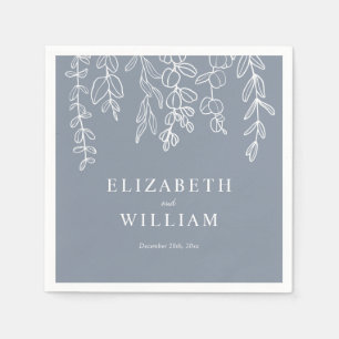 Serviette En Papier Mariage Feuille Dusty Blue Eucalyptus