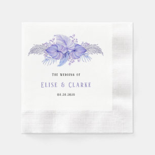 Serviette En Papier Mariage Feuille Tropical Blue and Purple Palm