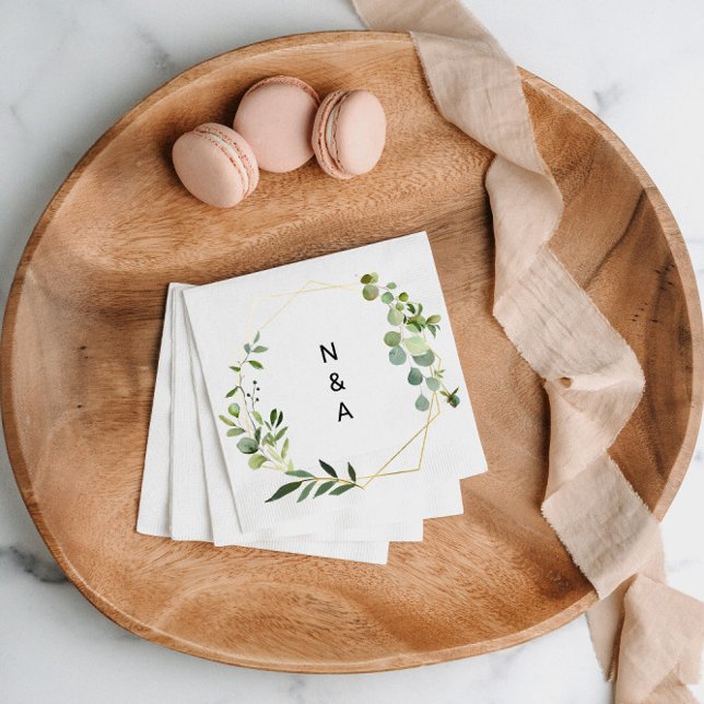 Serviette En Papier Mariage Feuille vert tropical Napkin (Créateur téléchargé)