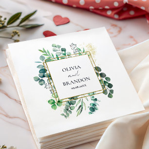 Serviette En Papier Mariage Feuilles de Botanique d'Eucalyptus