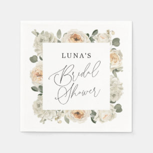 Serviette En Papier Mariage Fleur Blanche Fête de Mariée 