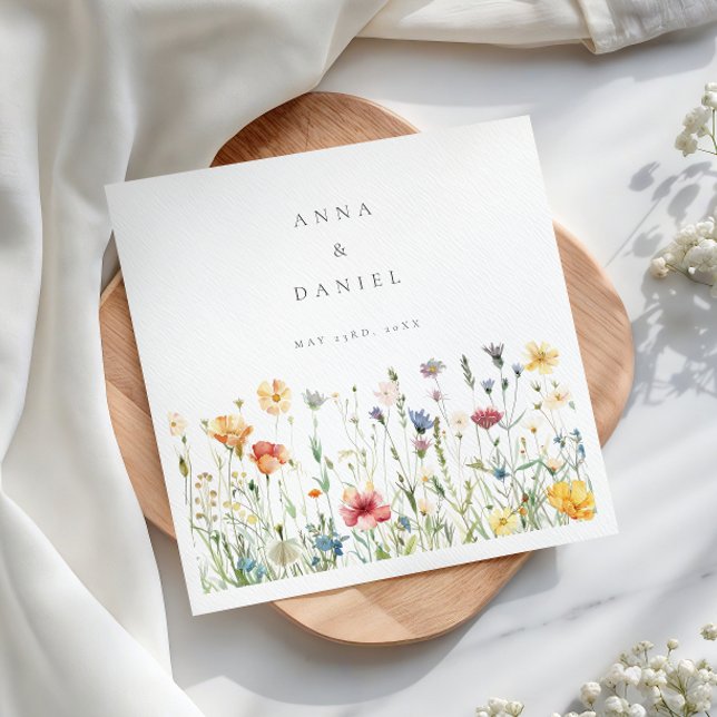 Serviette En Papier Mariage Fleur de Bohème Chic et Sauvage (Créateur téléchargé)