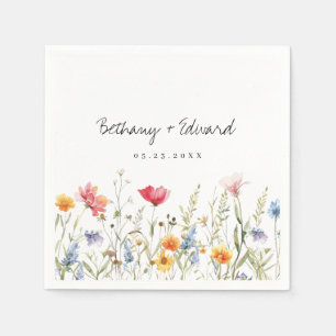 Serviette En Papier Mariage Fleur sauvage aquarelle