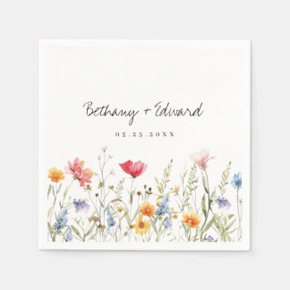 Serviette En Papier Mariage Fleur sauvage aquarelle