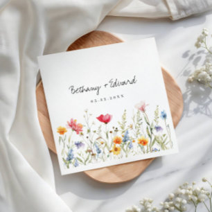 Serviette En Papier Mariage Fleur sauvage aquarelle