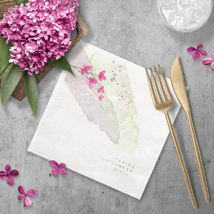 Serviette En Papier Mariage fleur sauvage Aquarelle Peinture Str Fsia