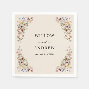 Serviette En Papier Mariage Fleur sauvage Boho vintage