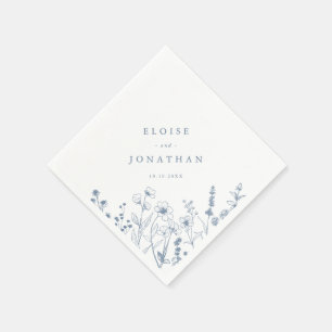 Serviette En Papier Mariage Fleur sauvage de périphérique minimaliste 