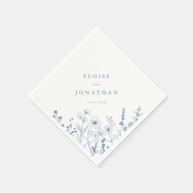 Serviette En Papier Mariage Fleur sauvage de périphérique minimaliste  (Coin)