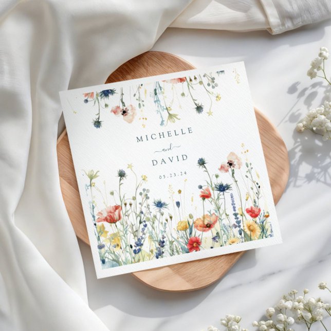 Serviette En Papier Mariage Fleur sauvage dynamique (Créateur téléchargé)
