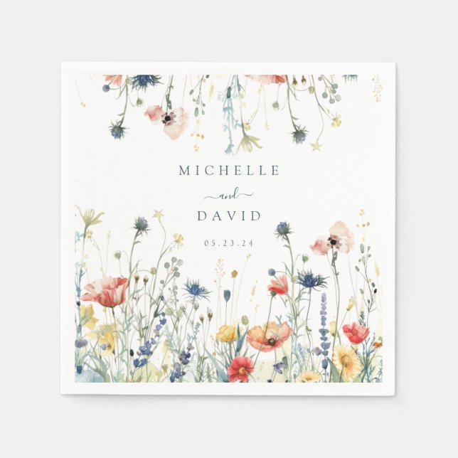 Serviette En Papier Mariage Fleur sauvage dynamique (Devant)