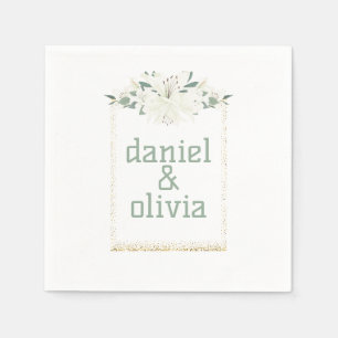 Serviette En Papier Mariage Fleur sauvage élégant Charm Green