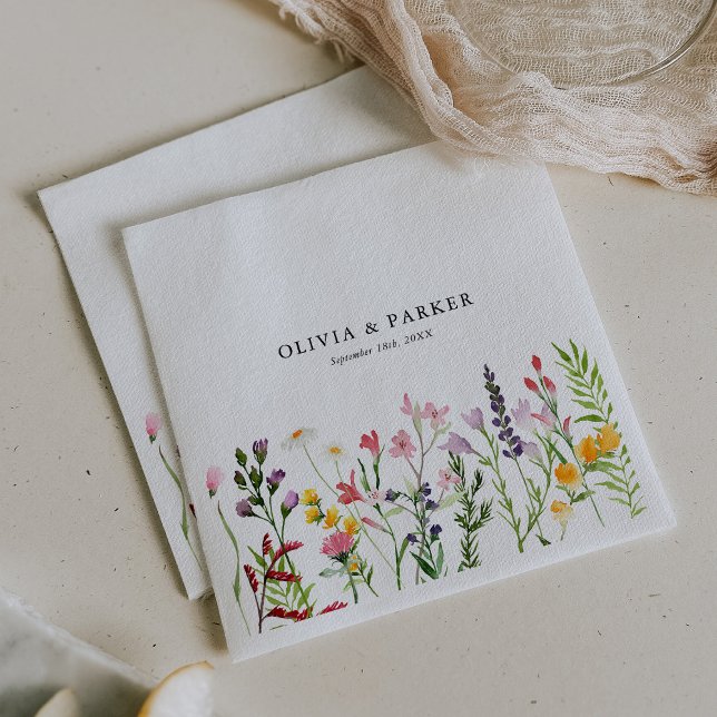 Serviette En Papier Mariage Fleur sauvage habillé (Créateur téléchargé)