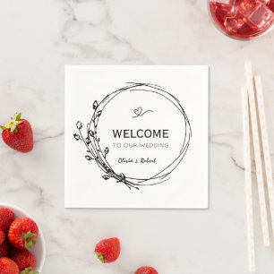 Serviette En Papier Mariage Fleur sauvage minimaliste de Bohême