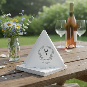 Serviette En Papier Mariage Fleuris Personnalisés Blanc