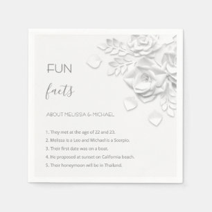 Serviette En Papier Mariage Fleurs Roses 3D Blanches Faits Amusants 
