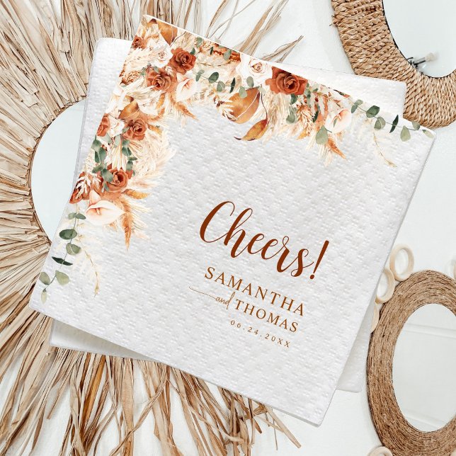 Serviette En Papier Mariage Floral Aquarelle Élégant Personnalisé (Créateur téléchargé)