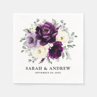 Mariage Floral Aubergine Violet Abricot Blanc