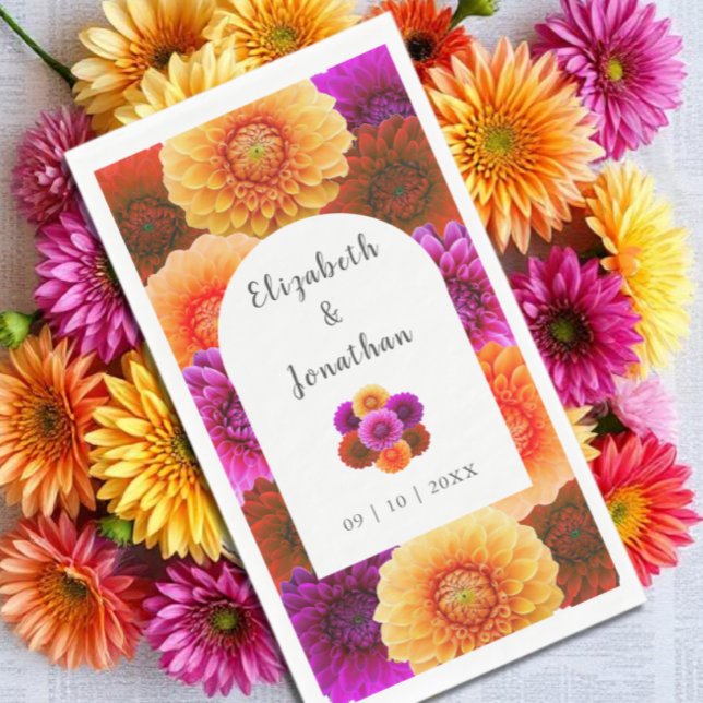 Serviette En Papier Mariage Floral Automnal Dahlia (Créateur téléchargé)