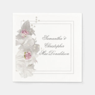Serviette En Papier Mariage floral blanc